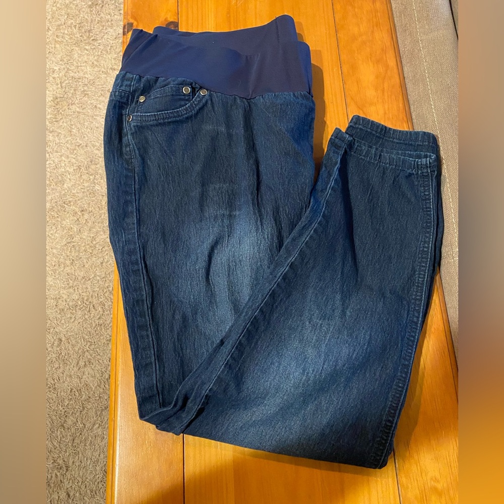 Oh! mamma maternity jeans band waist XL skinny jeans blue